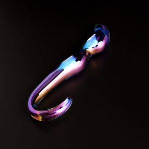 Dildo en verre incurvé Blue Flame